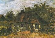 Vincent Van Gogh Farmhouse and Woman with Goat Sweden oil painting artist